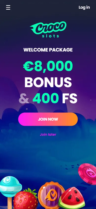 Crocoslots Casino mobile games interface